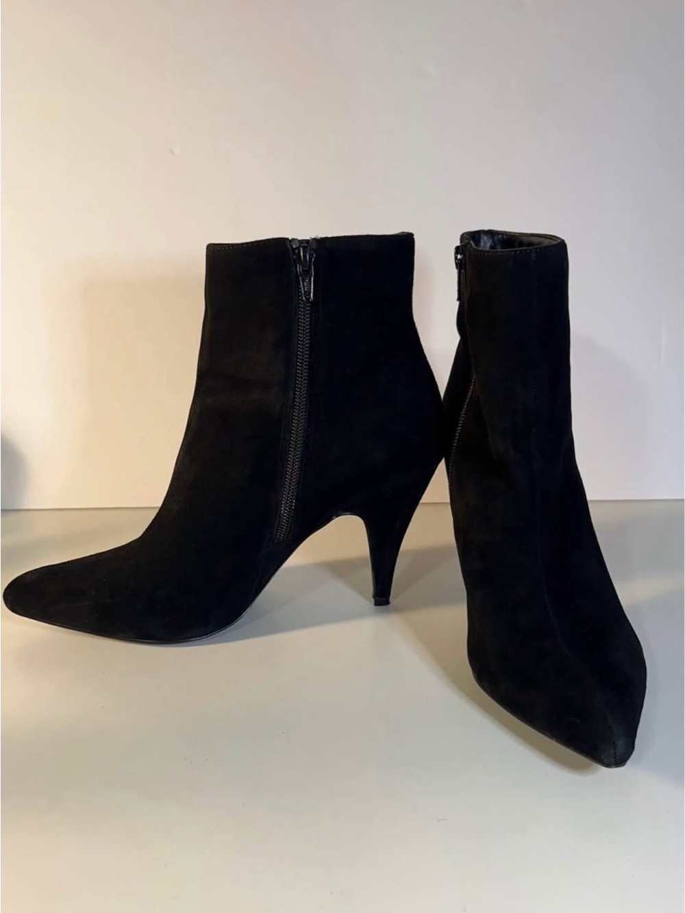 Carlos by Carlos Santana Black Suede Pointed Toe Ankle Booties